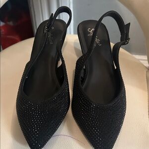 Seychelles Black Studded Slingback Heels